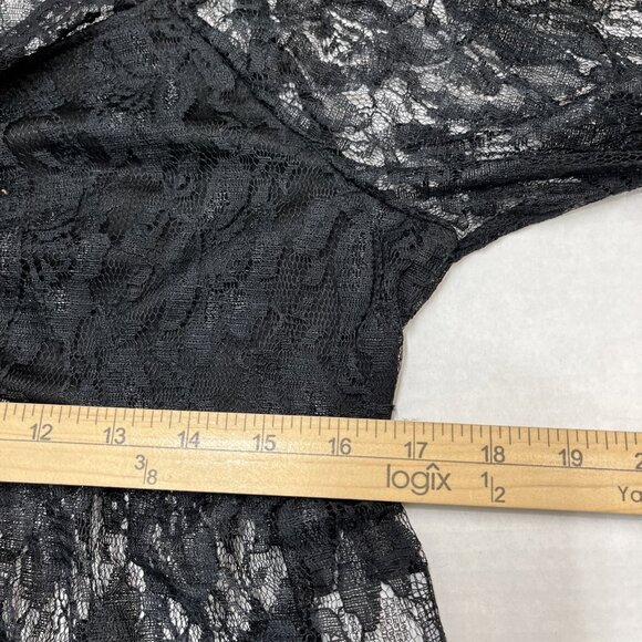 GLG Good Luck Gem Top M Black Lace Sheer Babydoll Crop Y2K Wimsigoth Fairy Witch - Picture 10 of 10